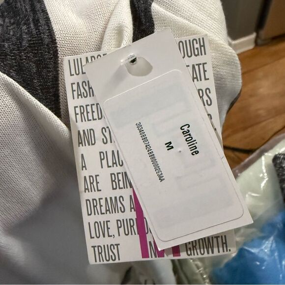 New Lularoe Caroline Open Front Cardigan Sweater White Grey Stripes - Picture 7 of 10